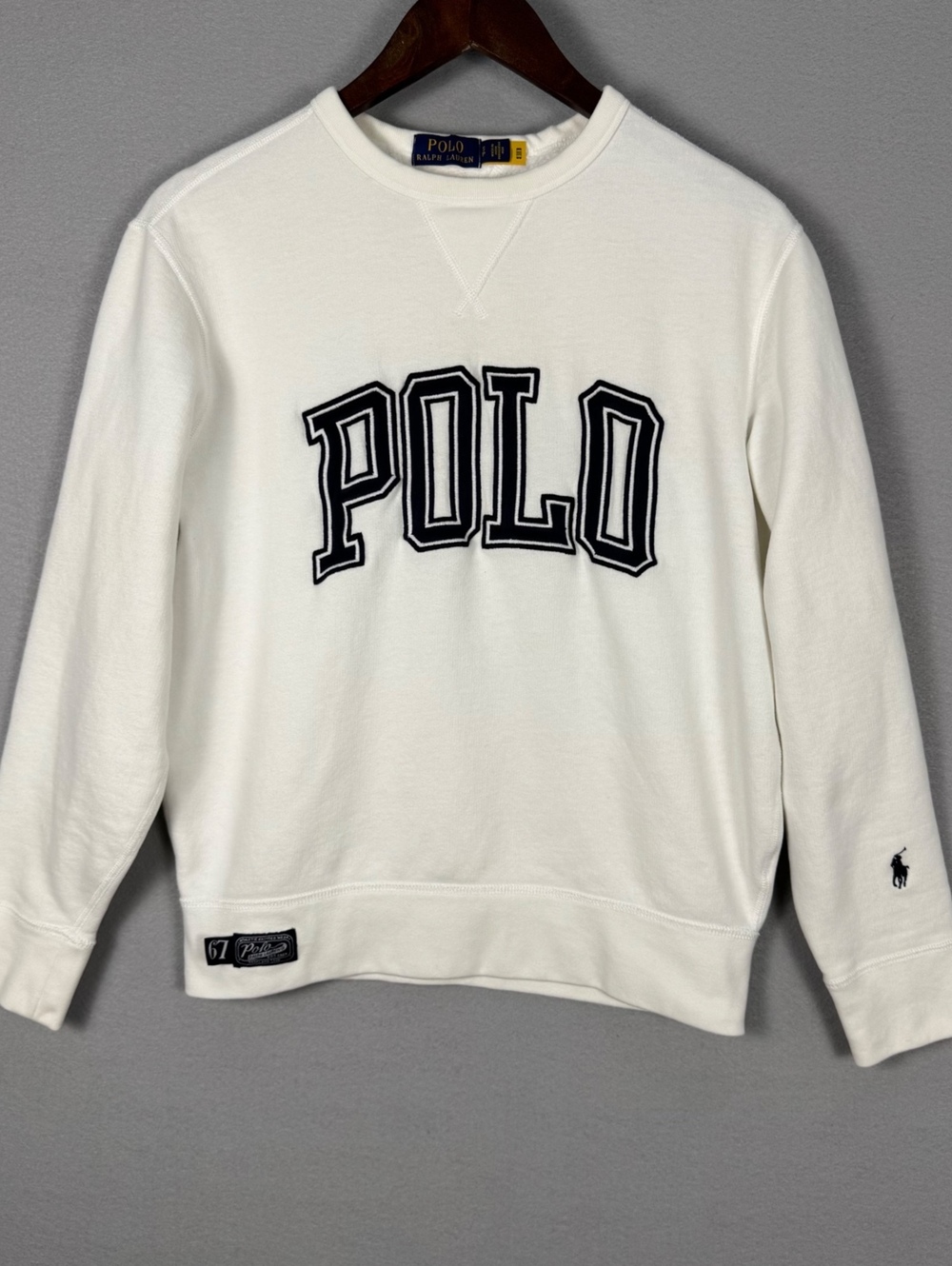Polo Ralph Lauren Mens Small White Pullover Sweatshirt